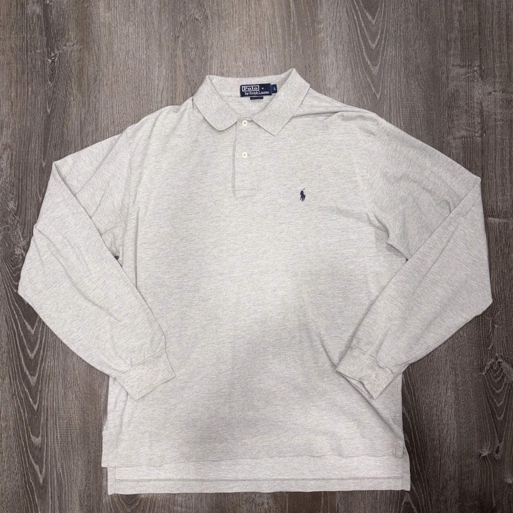 Vintage Polo Ralph Lauren Long Sleeve Polo Rugby Shirt Men's Size Large Gray